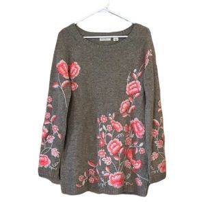Anthropologie Sleeping on Snow Coral Ranunculus Mock Neck Turtleneck Sweater